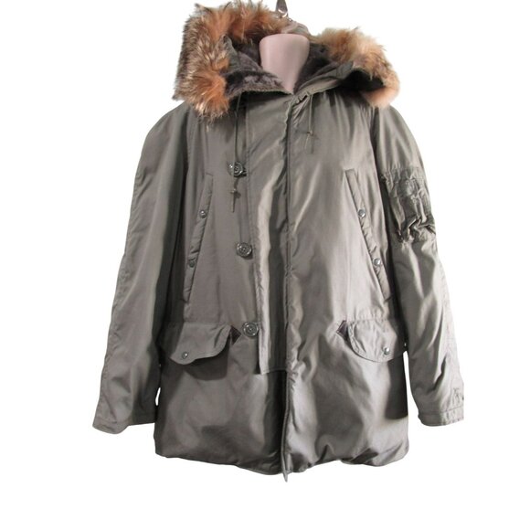 Vintage USAF Extreme Cold Weather Flying Jacket N-3BFur Lined Snorkel Hood GUC X - Picture 6 of 16